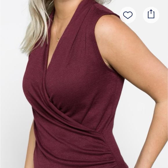 41 Hawthorn Benni wrap front ruched knit top in burgundy size XL - Picture 3 of 6